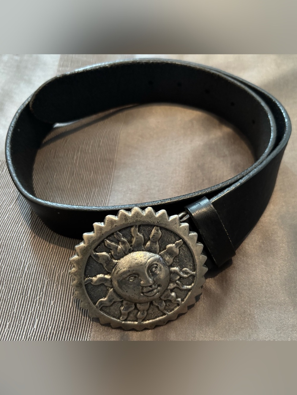 Banana Republic Sun Face Metal Buckle Belt - Silver & Black - Picture 2 of 4